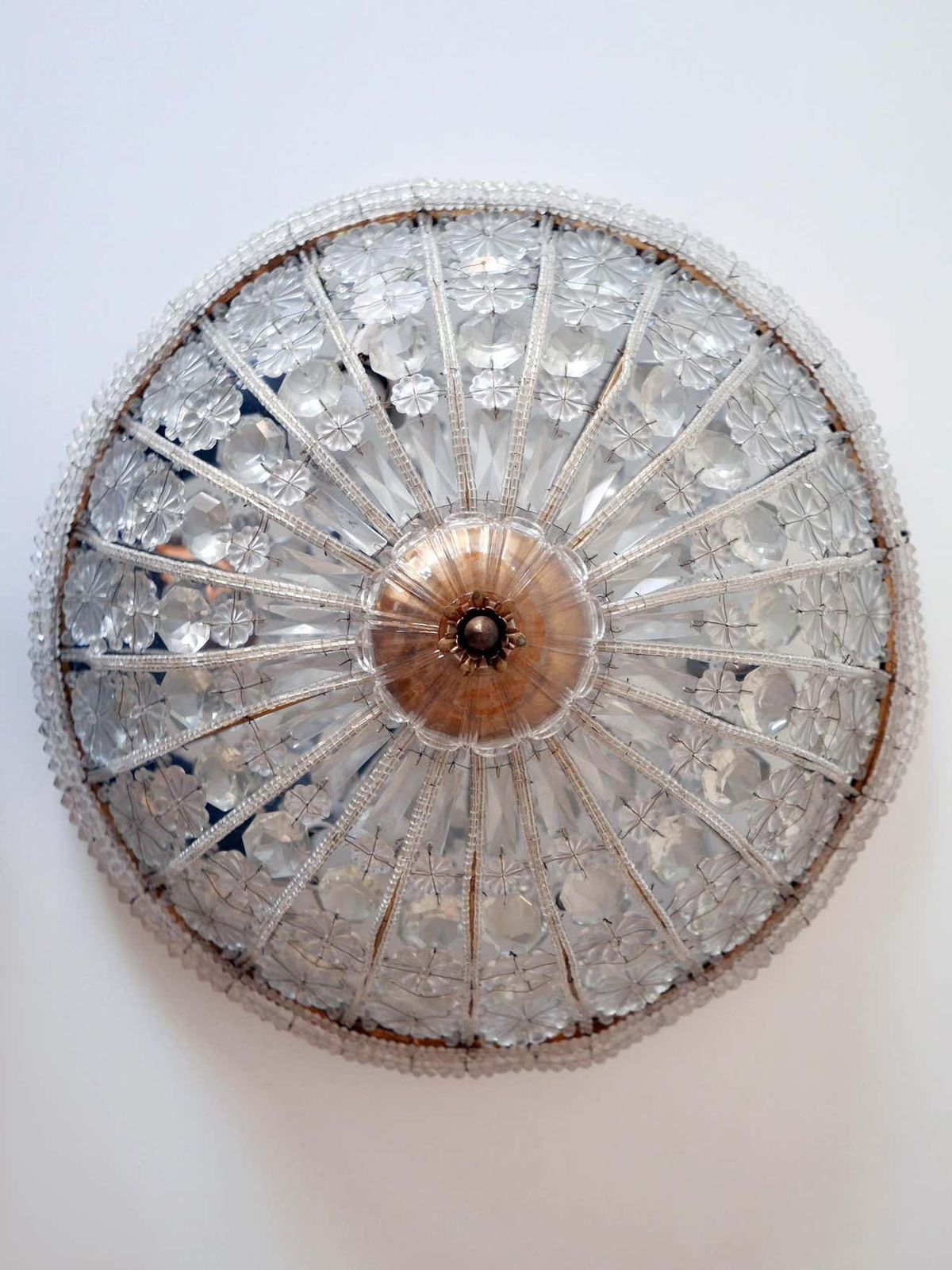 Large Mid Century Modern Crystal Glass Flush Mount Or Wall Lamp Germany, 1950s photo vintage