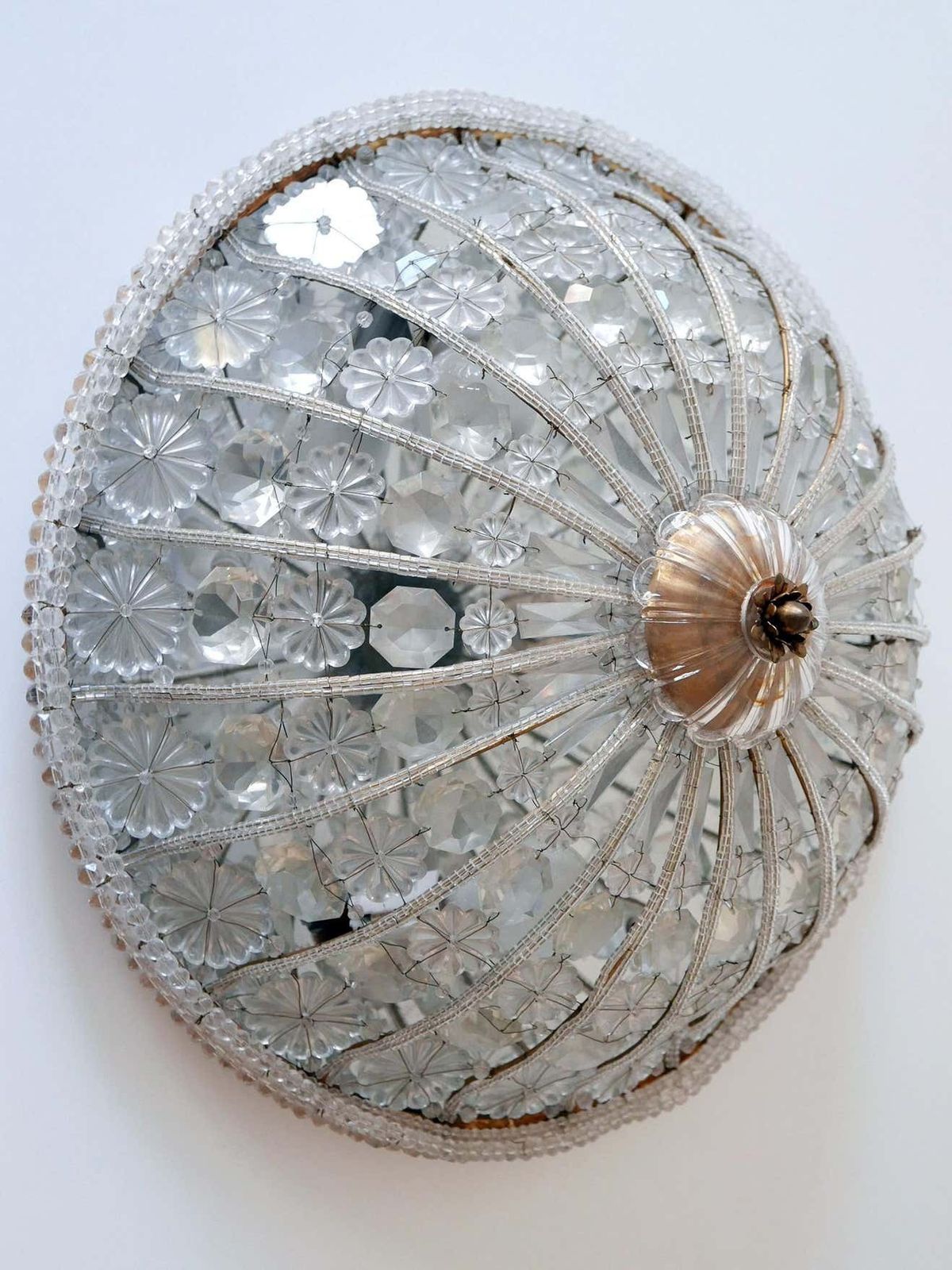 2904.0 Large Mid Century Modern Crystal Glass Flush Mount Or Wall Lamp Germany, 1950s photo