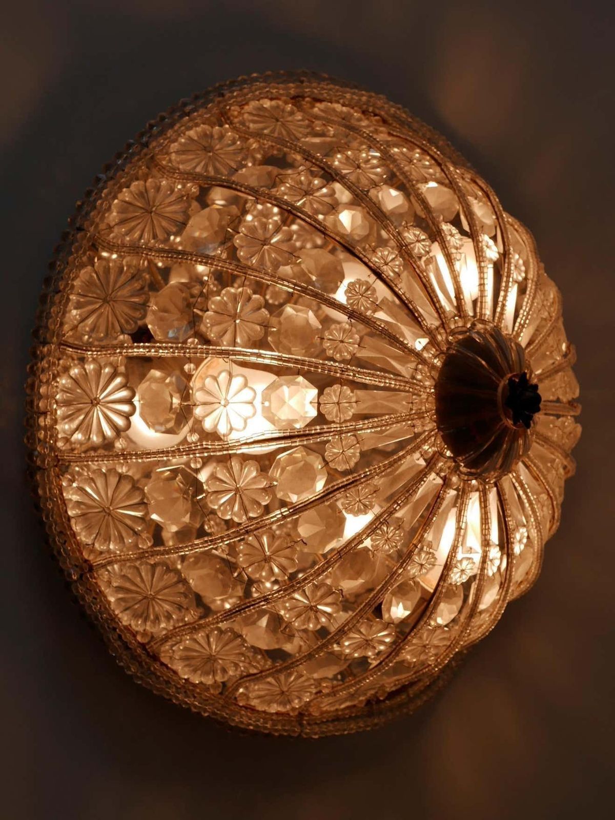 photo vinterior Large Mid Century Modern Crystal Glass Flush Mount Or Wall Lamp Germany, 1950s