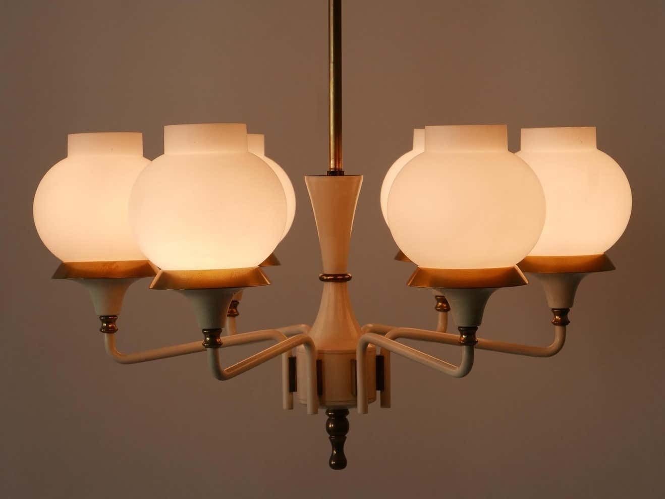 Mid Century Modern Six Armed Tulipan Pendant Lamp Or Chandelier By Kaiser 1950s photo furniture