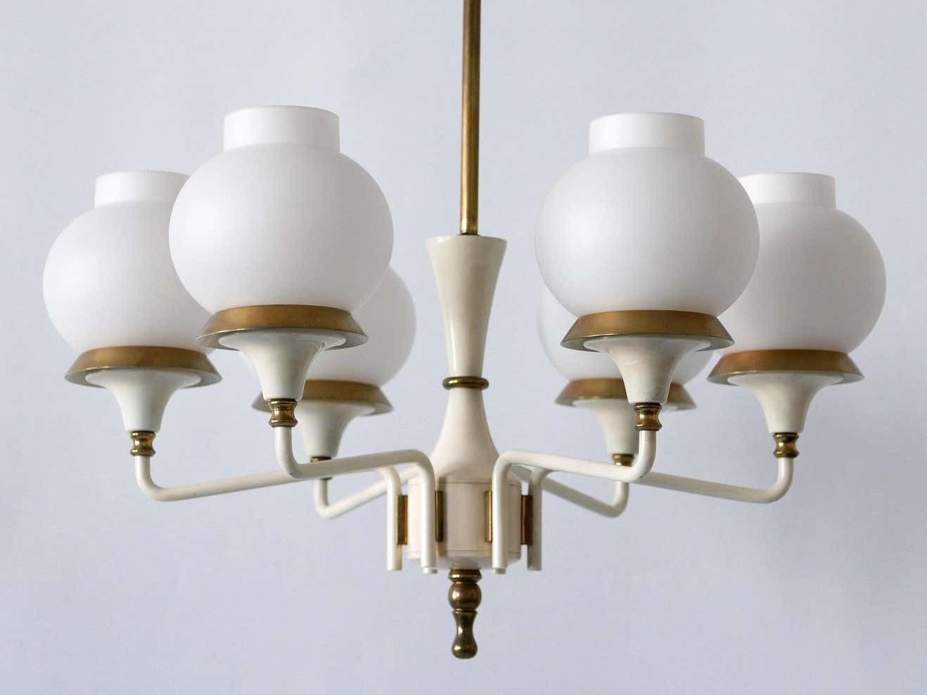 Mid Century Modern Six Armed Tulipan Pendant Lamp Or Chandelier By Kaiser 1950s photo buy