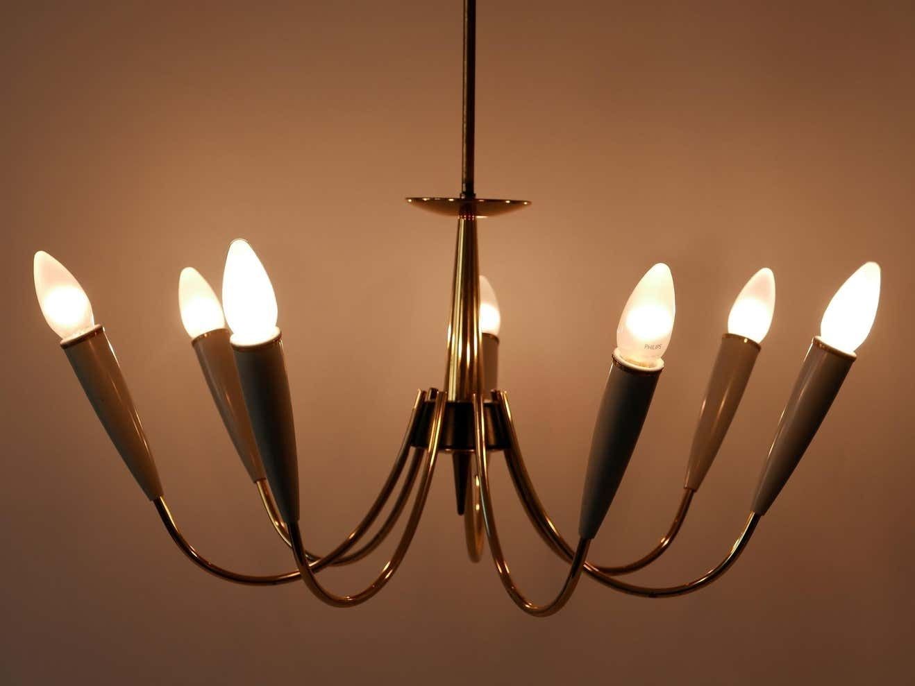 Mid Century Modern Seven Flamed Sputnik Pendant Lamp Or Chandelier Germany 1950s photo Lighting