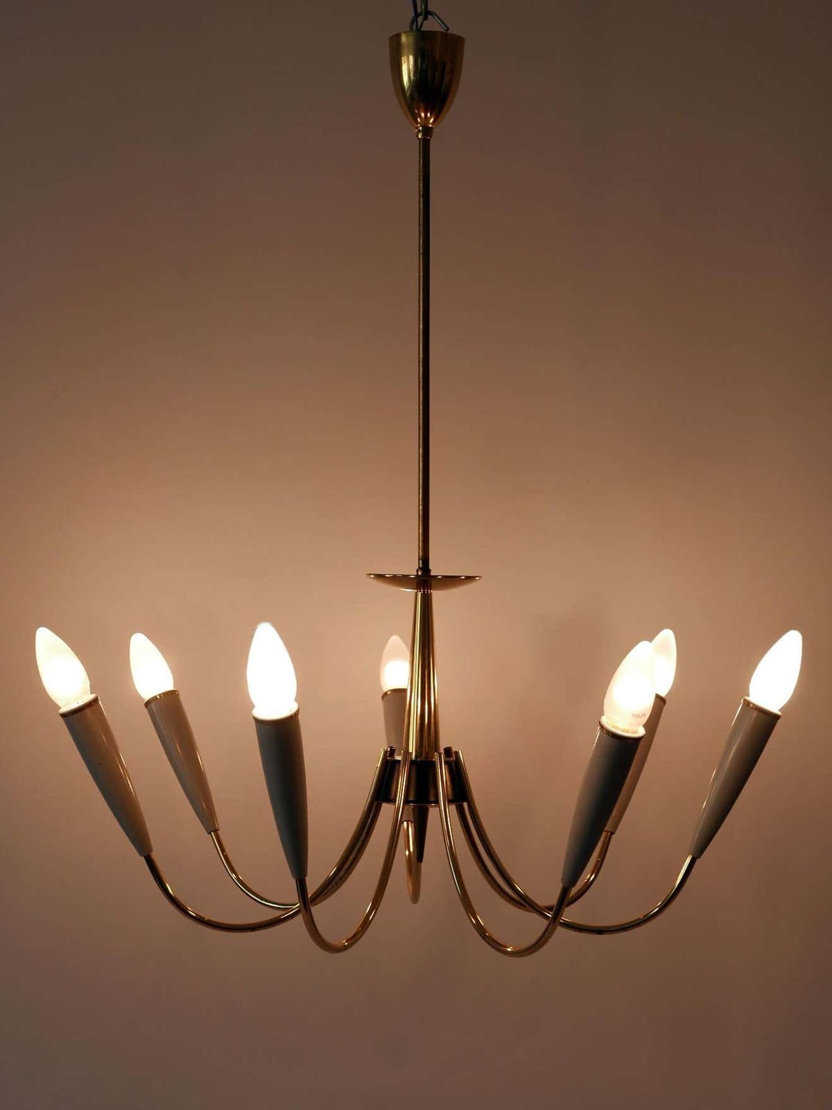 photo for sale Mid Century Modern Seven Flamed Sputnik Pendant Lamp Or Chandelier Germany 1950s