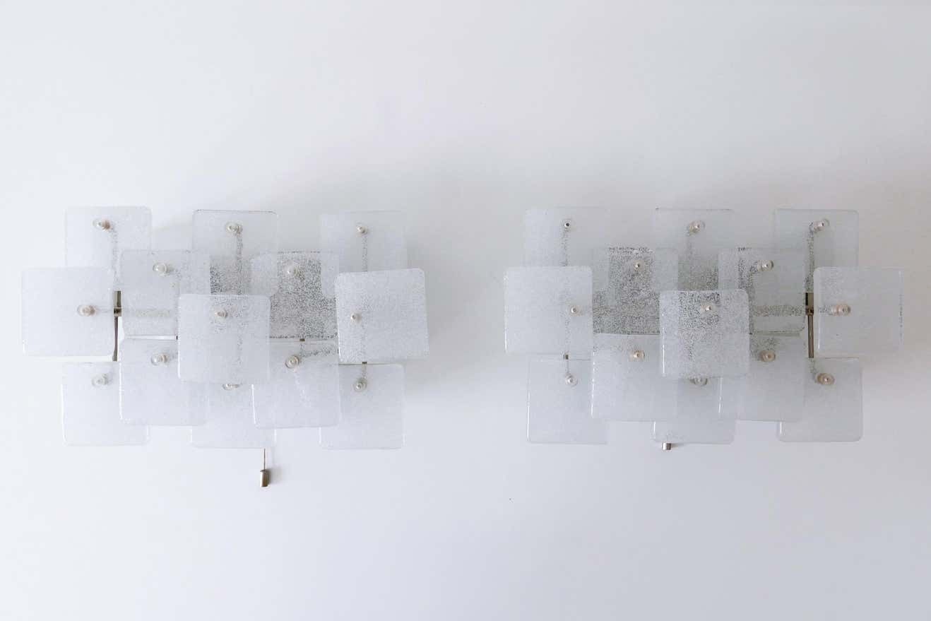 photo furniture Set Of Two Midcentury Ice Glass Wall Lamps Or Sconces By Kalmar Franken, 1960s