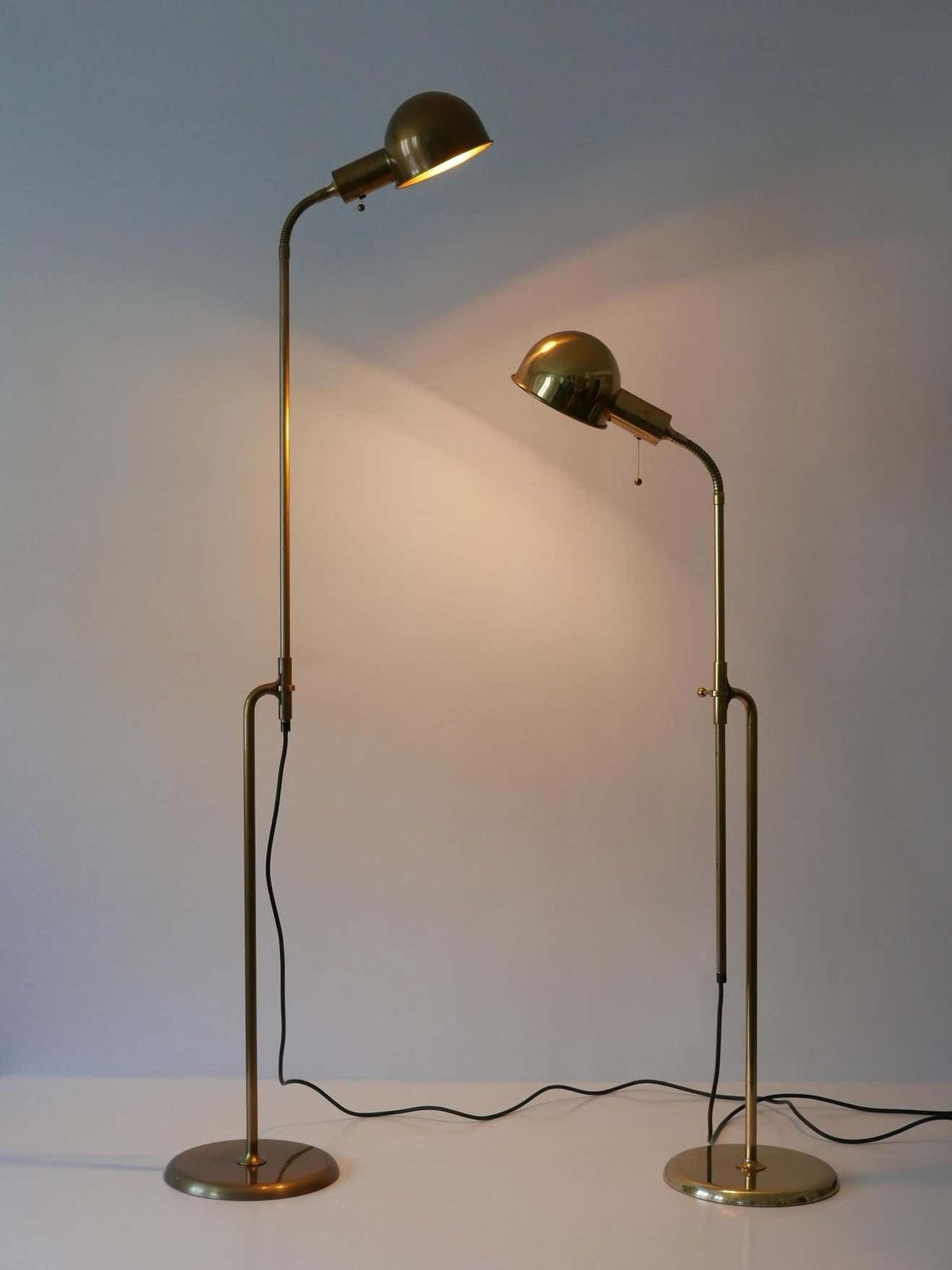 Set Of Two Mid Century Modern Reading Floor Lamps ''Bola'' By Florian Schulz 1970s photo vintage