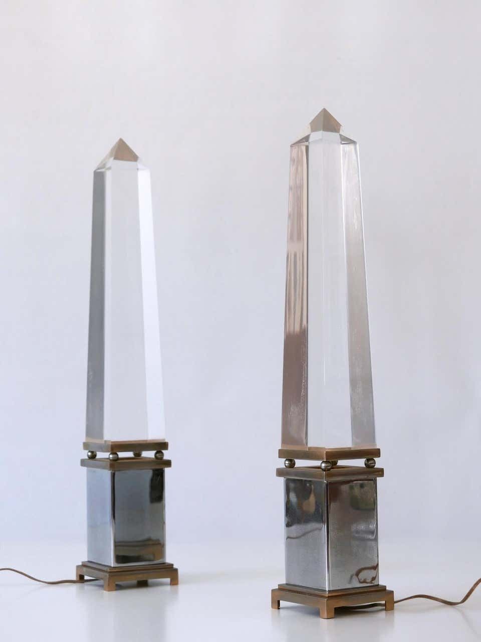 Set Of Two Lucite Obelisk Table Lamps By Sandro Petti For Maison Jansen France photo furniture