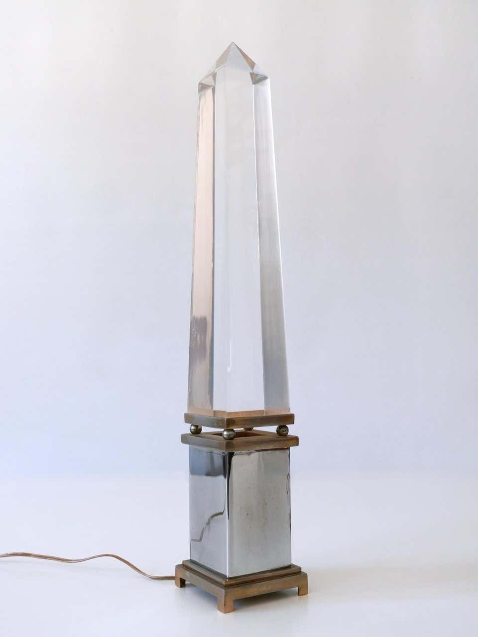 Set Of Two Lucite Obelisk Table Lamps By Sandro Petti For Maison Jansen France photo buy