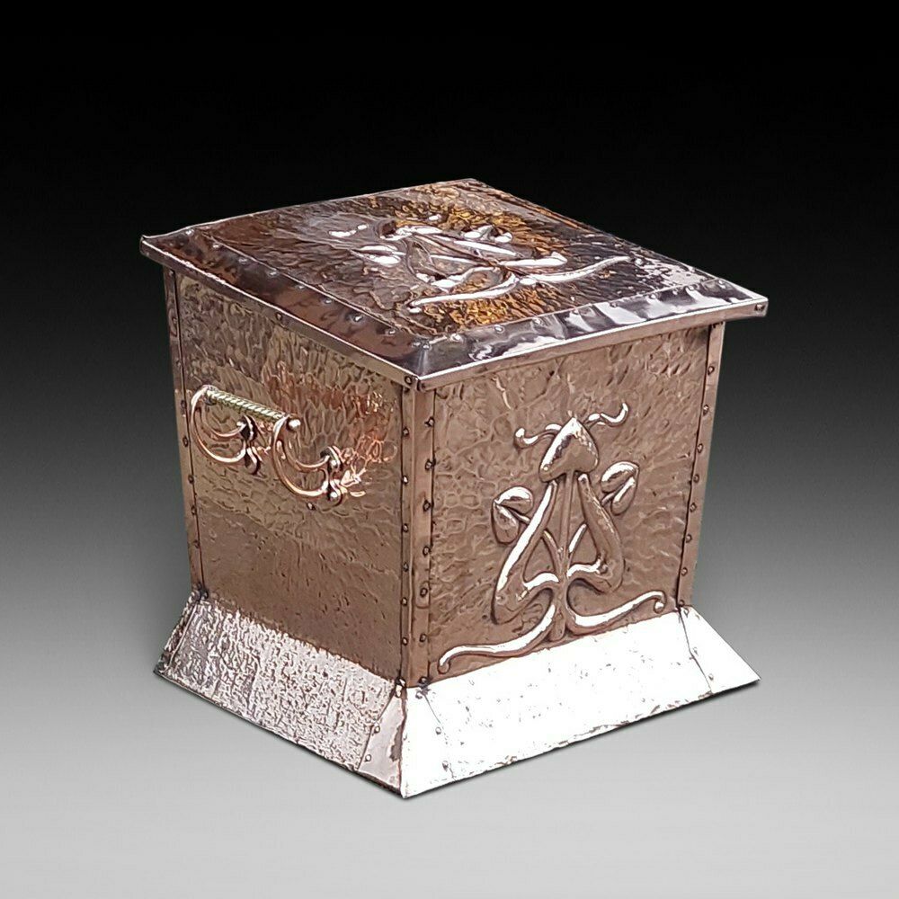 Arts & Crafts Copper Coal And Log Box