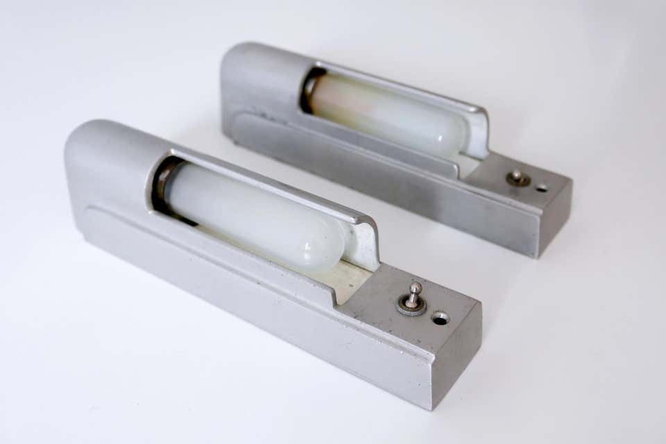 photo for sale Rare Set Of Two Streamline Cruise Ship Cabin Sconces By The Simes Co Ny, 1930s