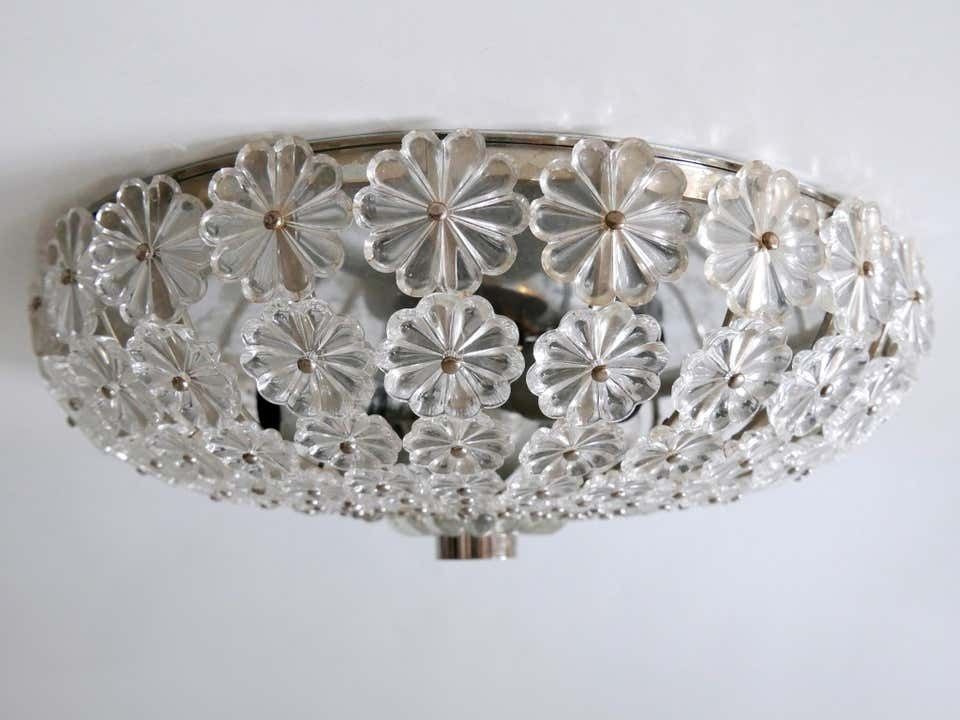 Lovely Mid Century Modern Glass Flower Flush Mount Or Sconce By H. Richter 1950s photo 2269.0