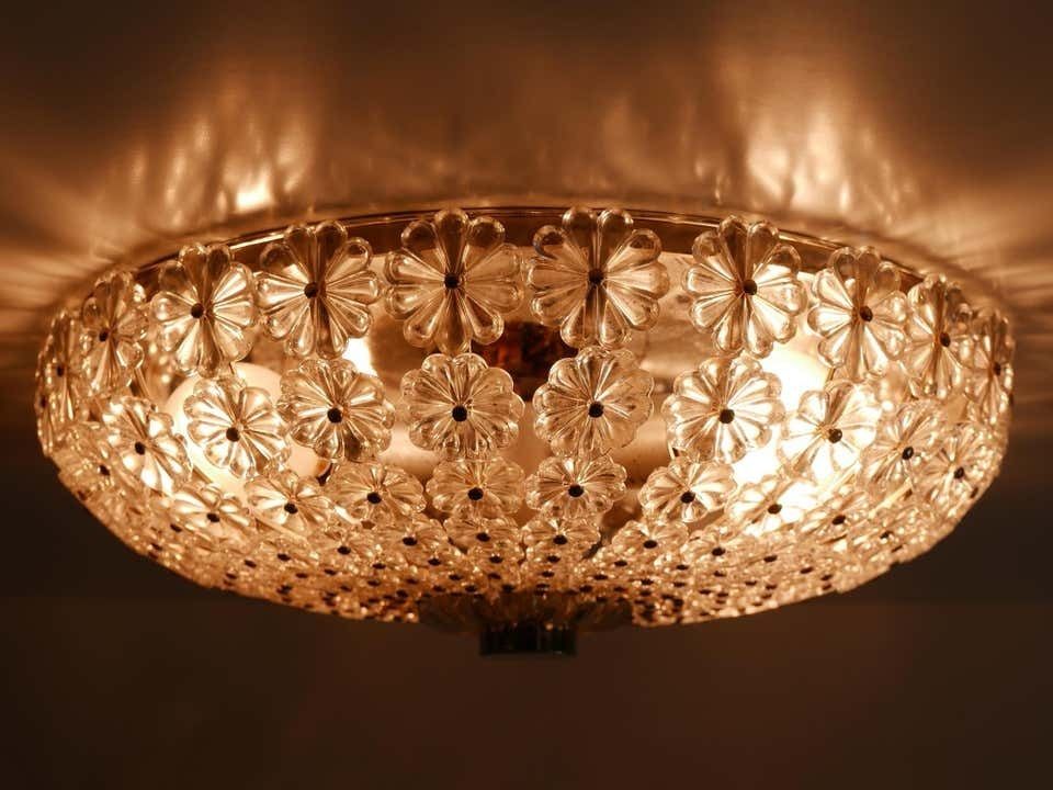 Lovely Mid Century Modern Glass Flower Flush Mount Or Sconce By H. Richter 1950s photo vinterior