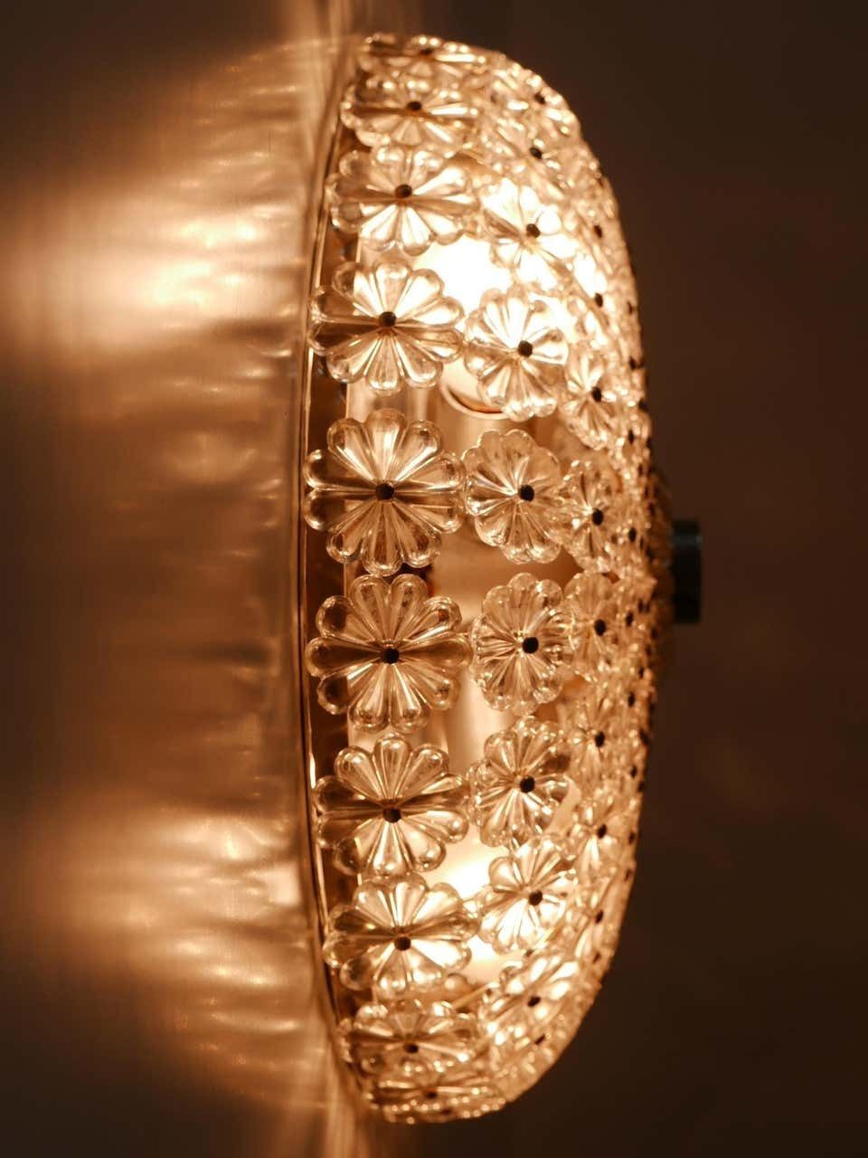 photo for sale Lovely Mid Century Modern Glass Flower Flush Mount Or Sconce By H. Richter 1950s