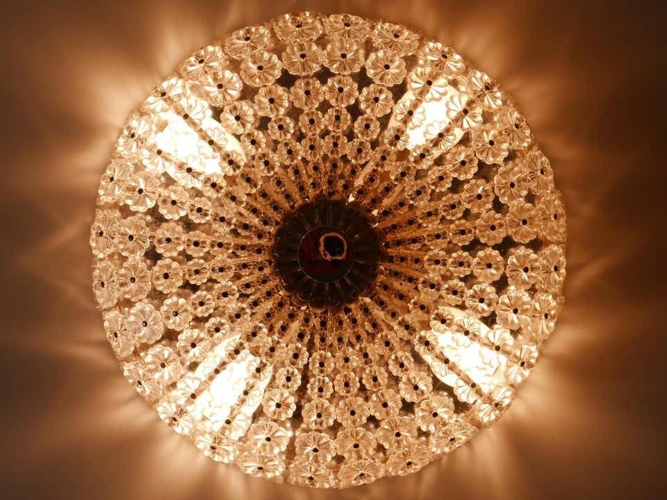 2269.0 Lovely Mid Century Modern Glass Flower Flush Mount Or Sconce By H. Richter 1950s photo