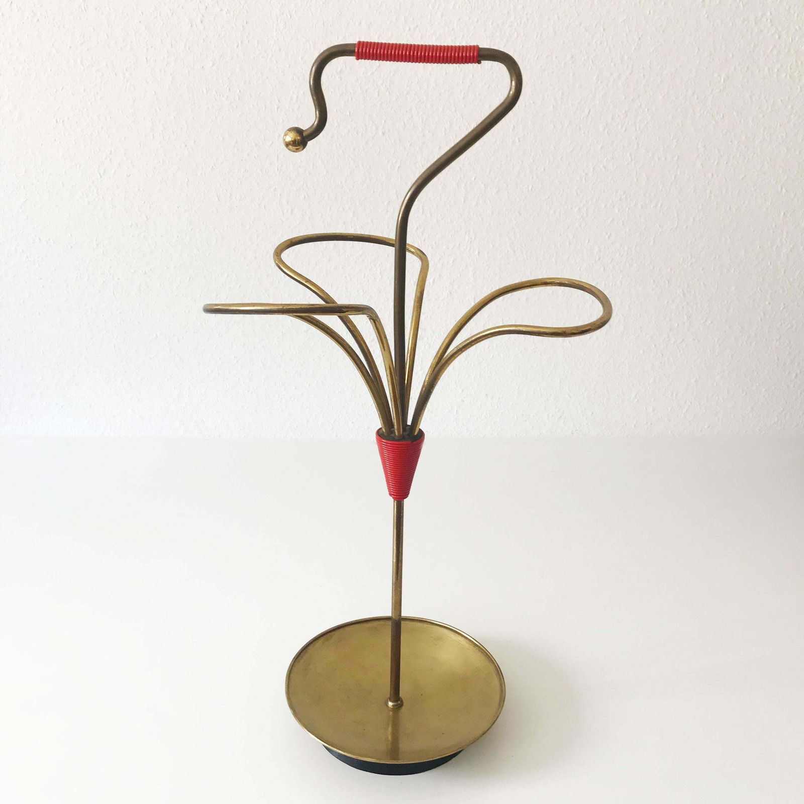 1135.0 Lovely Mid Century Modern Brass Umbrella Stand 1950s Austria photo