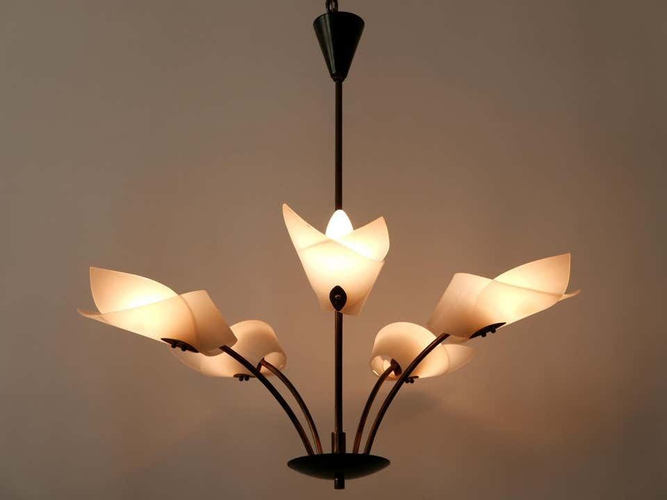 1997.0 Lovely Mid Century Modern Fived Armed Chandelier Or Pendant Lamp Germany 1950s photo