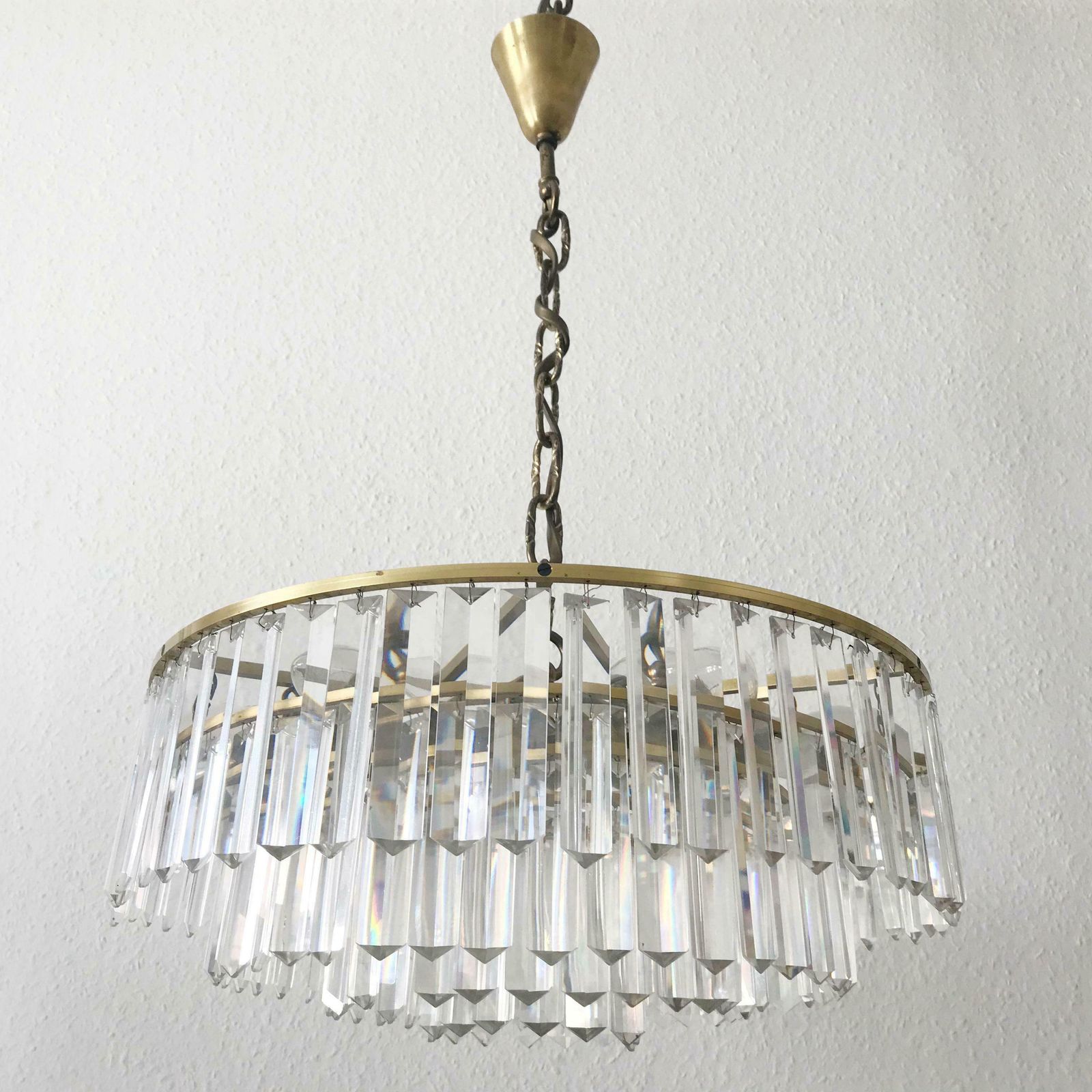 Crystal Glass Chandelier Or Pendant Lamp By Bakalowits And Söhne Vienna 1950s photo buy