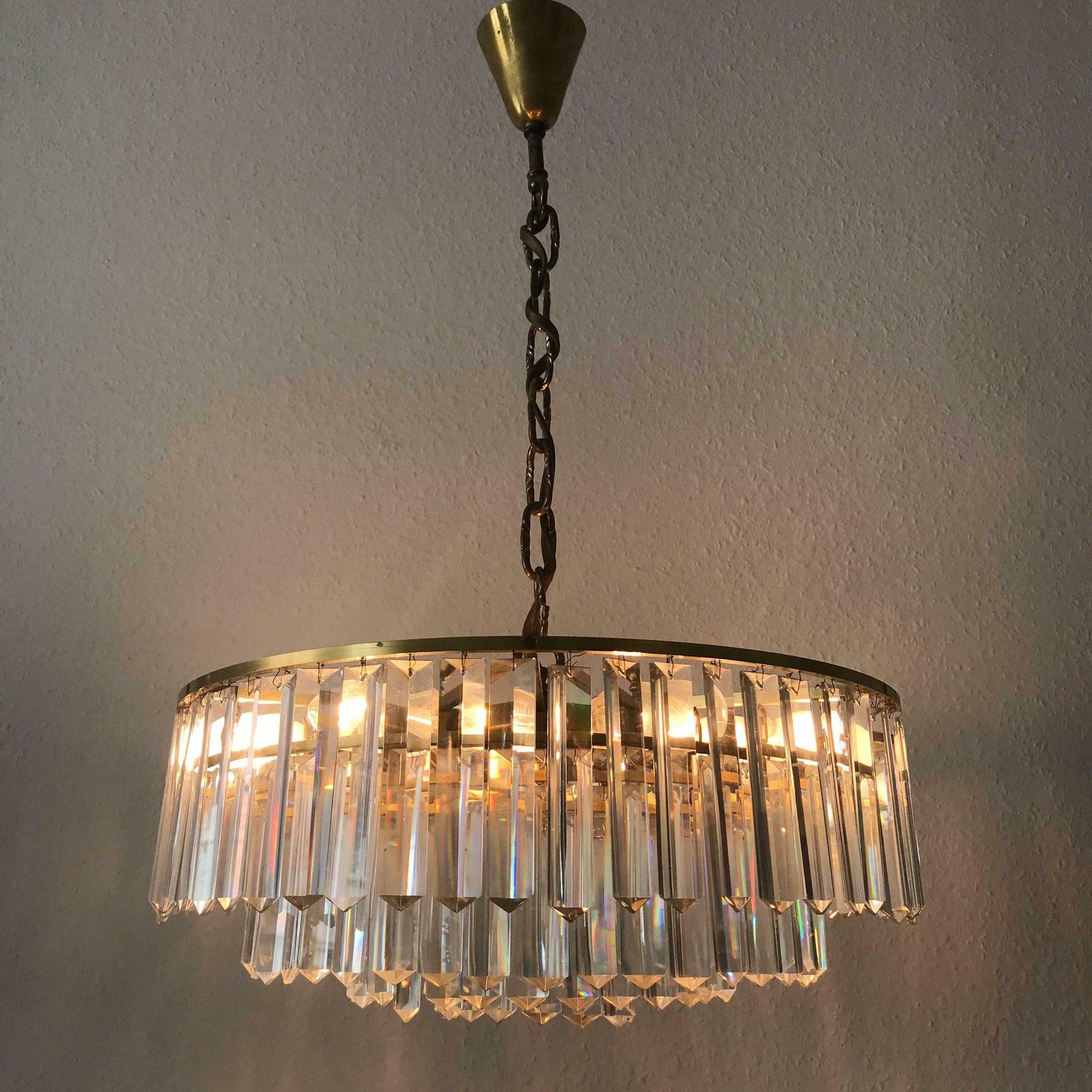 Lighting Crystal Glass Chandelier Or Pendant Lamp By Bakalowits And Söhne Vienna 1950s photo