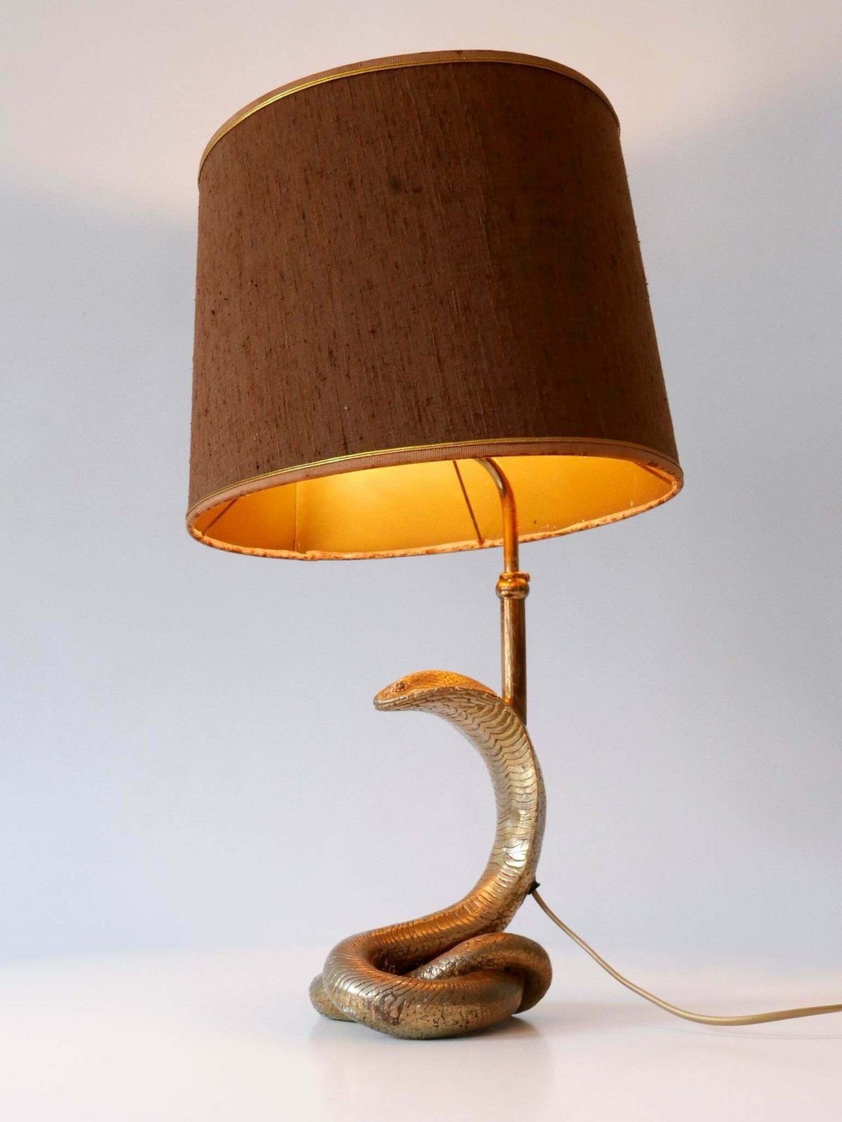 photo for sale Exceptional Mid Century Modern Cobra Table Lamp By Maison Jansen France 1970s