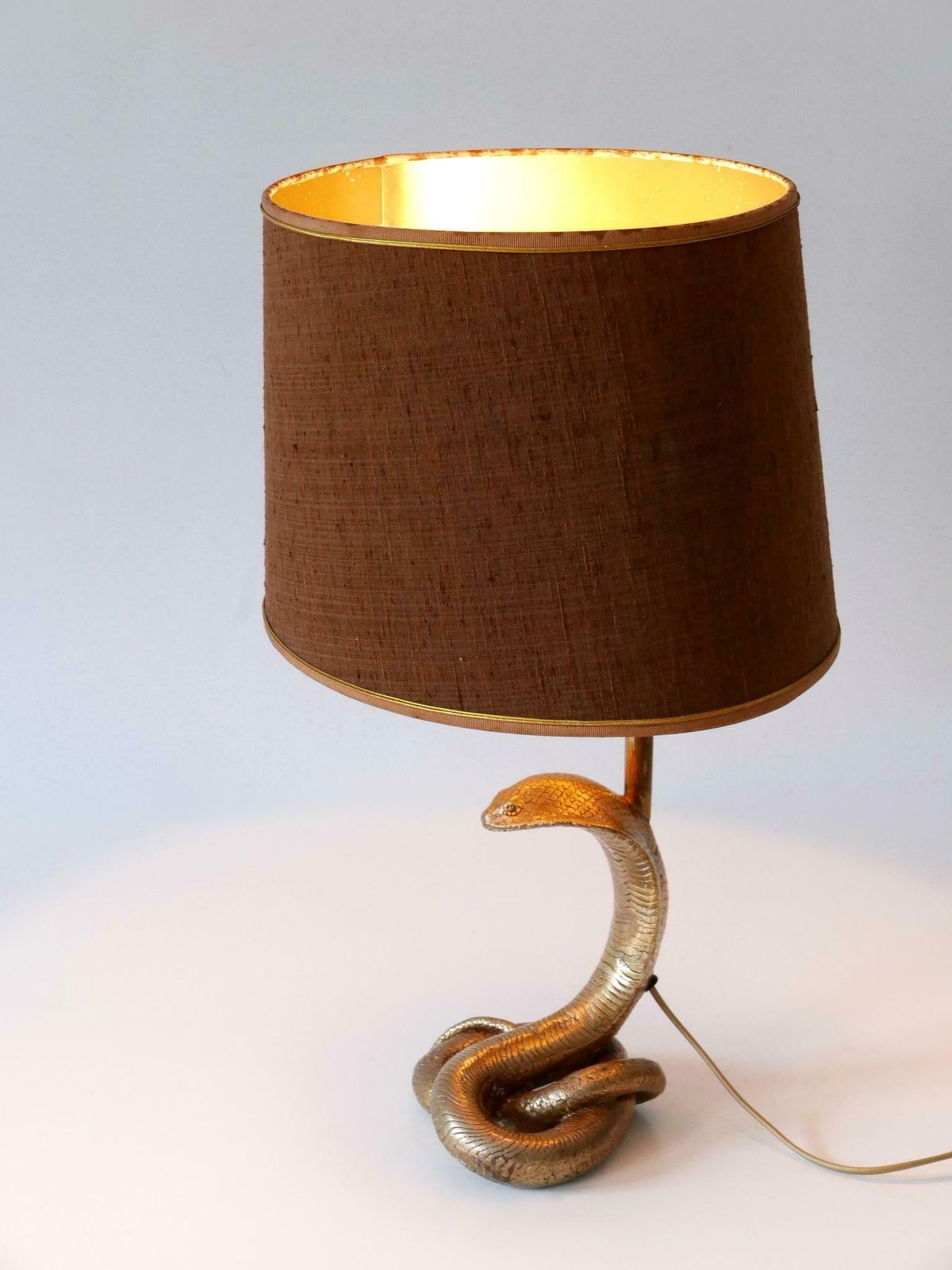 2541.0 Exceptional Mid Century Modern Cobra Table Lamp By Maison Jansen France 1970s photo