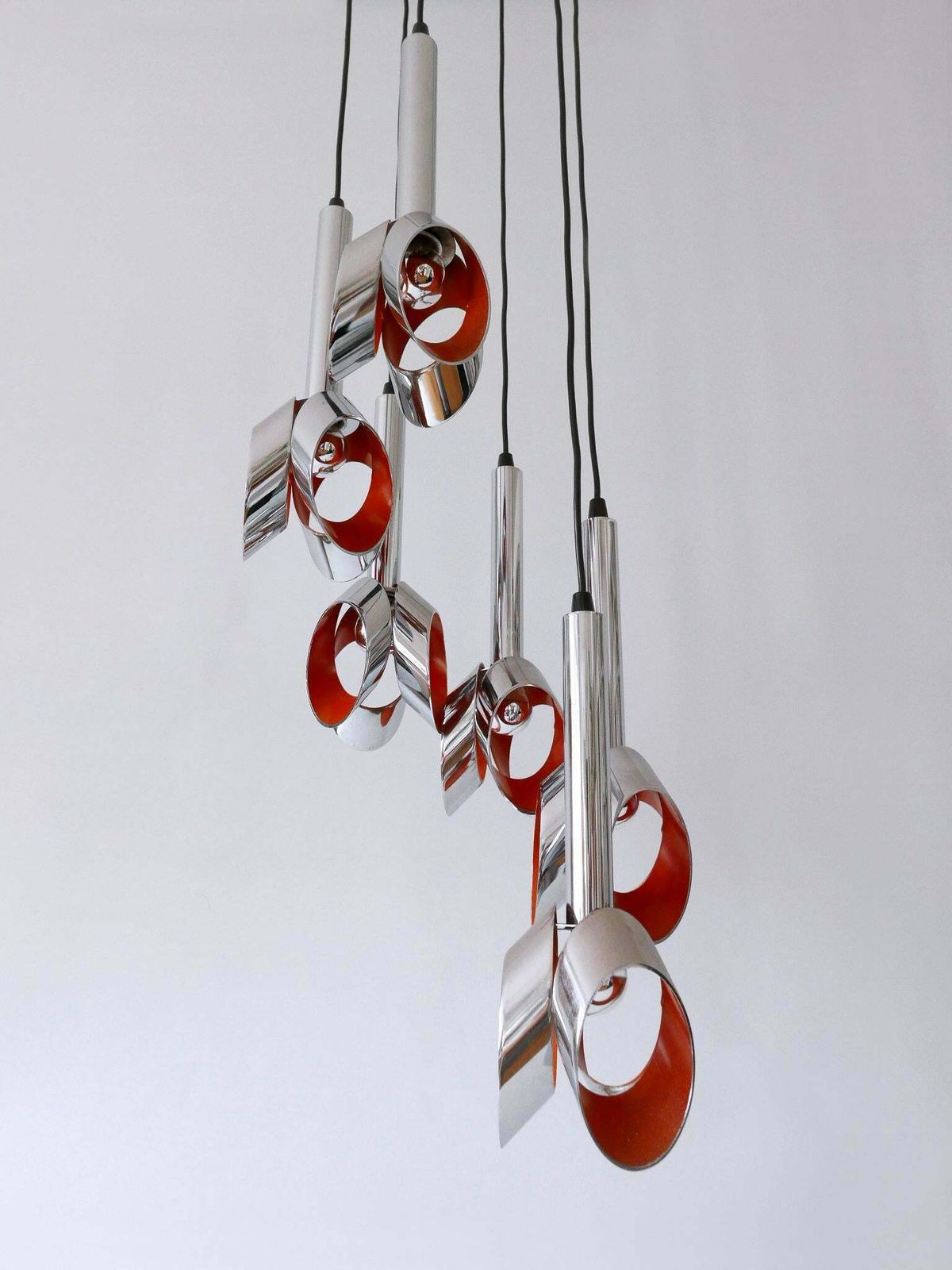 photo for sale Exceptional Mid Century Modern Six Armed Tulip Chandelier Or Pendant Lamp 1970s
