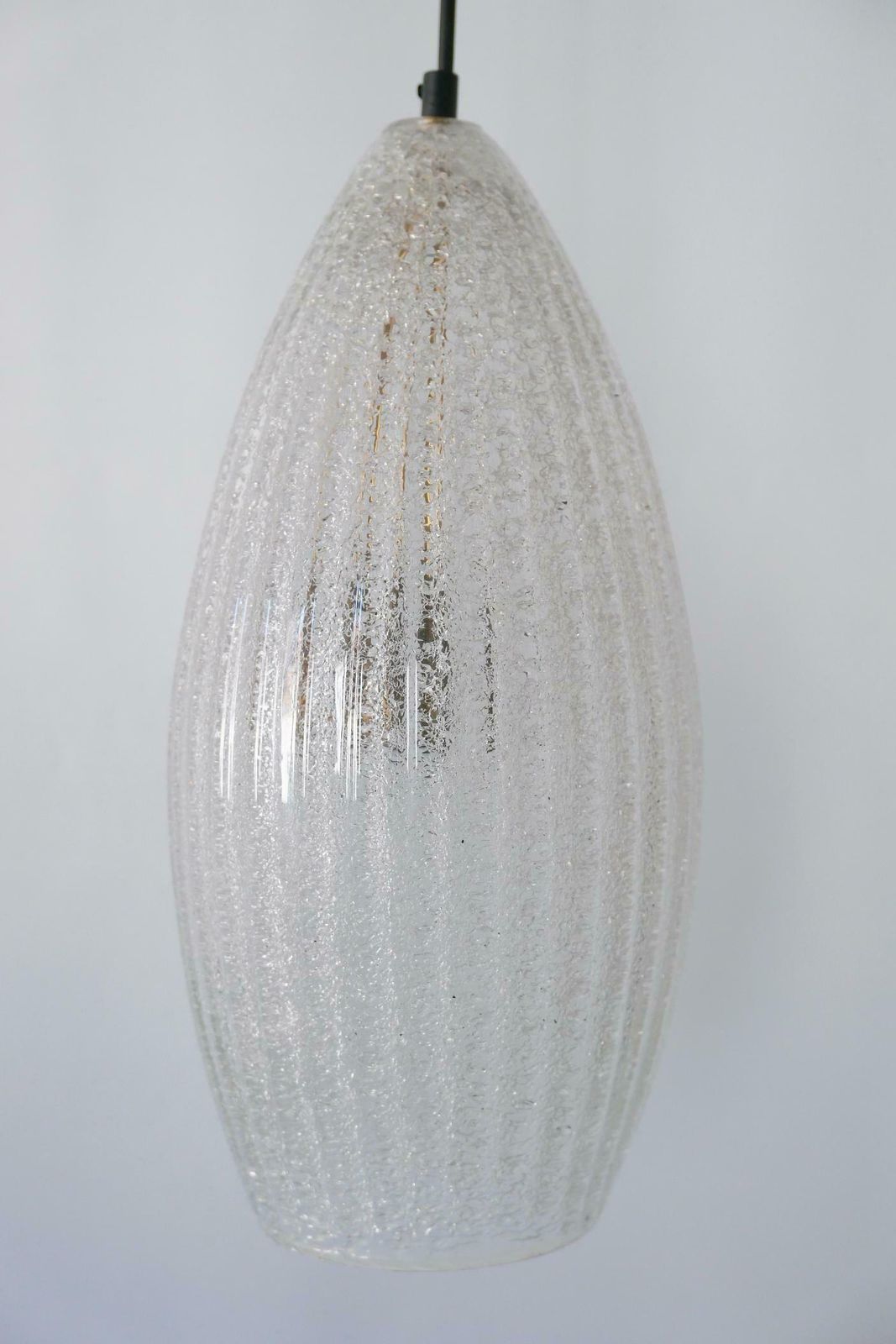 Set Of Two Mid Century Modern Textured Glass Pendant Lamps 1960s Germany photo vintage