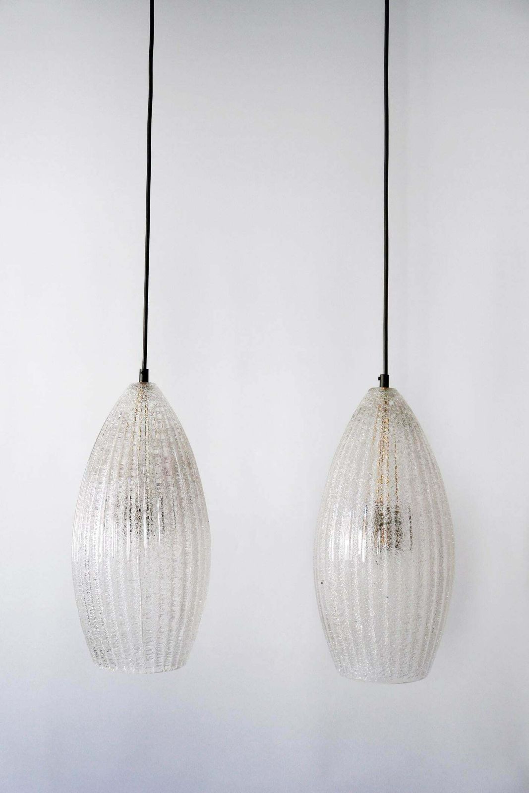 Lighting Set Of Two Mid Century Modern Textured Glass Pendant Lamps 1960s Germany photo
