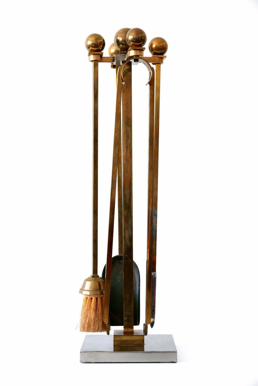 Exceptional Mid Century Modern Brass And Steel Fireplace Tools 1970s photo furniture