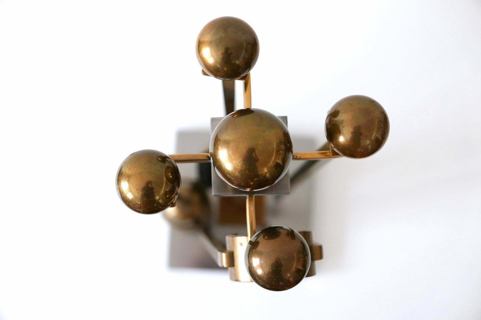 photo for sale Exceptional Mid Century Modern Brass And Steel Fireplace Tools 1970s