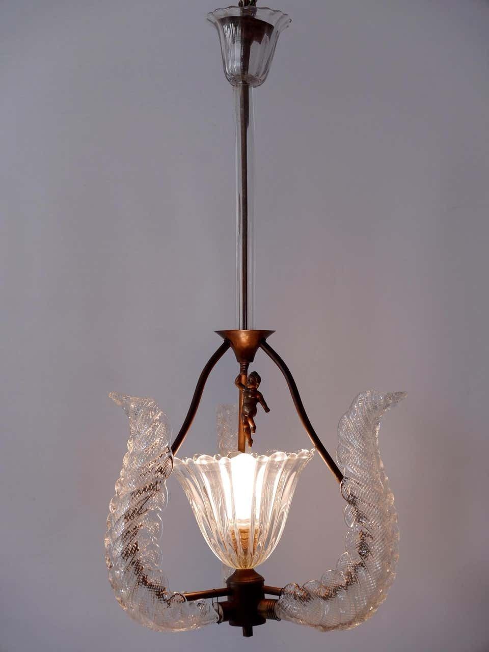 Rare Mid Century Modern Chandelier Or Pendant Lamp ''Putti'' By Barovier & Toso photo furniture