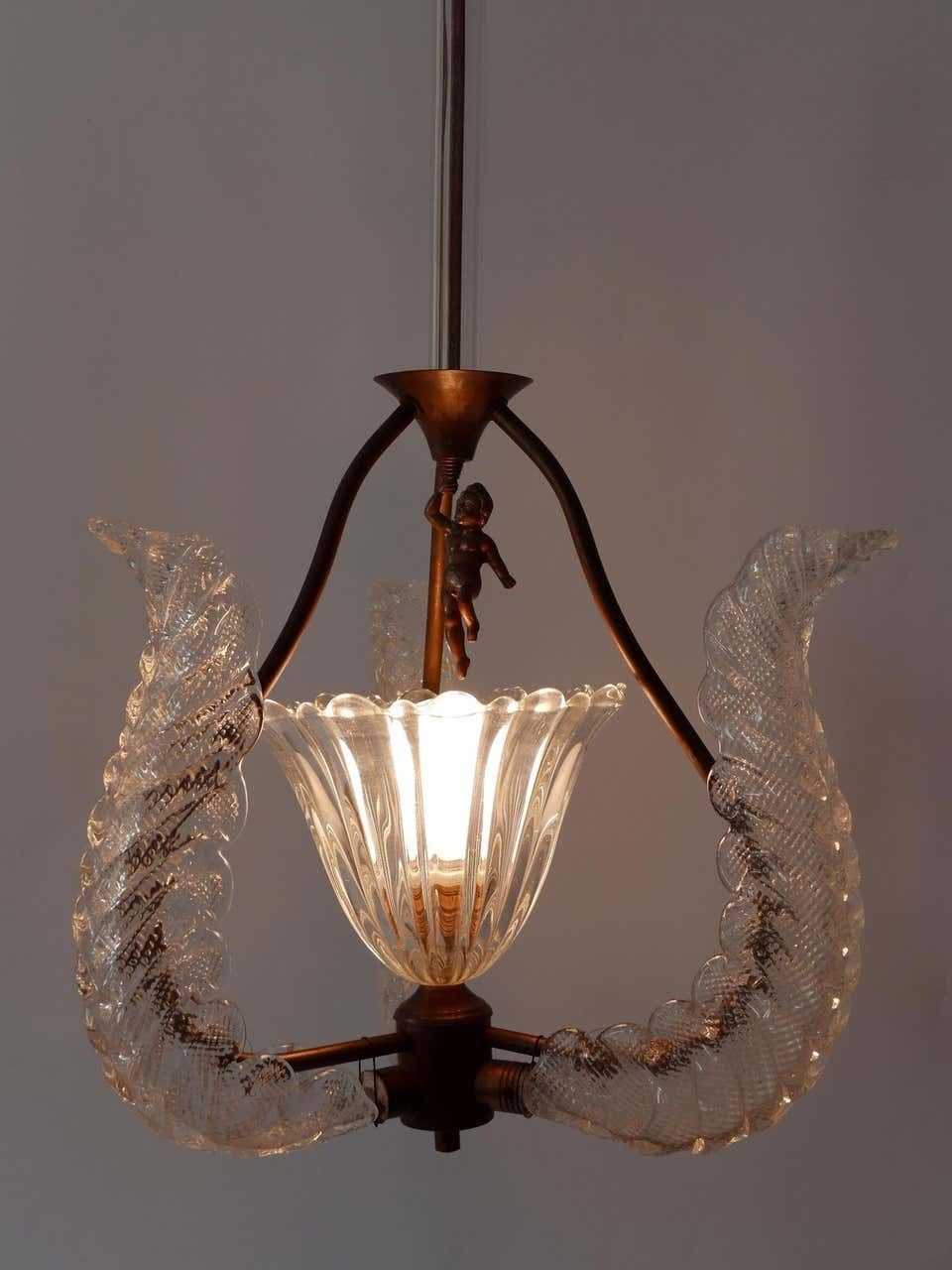 photo for sale Rare Mid Century Modern Chandelier Or Pendant Lamp ''Putti'' By Barovier & Toso