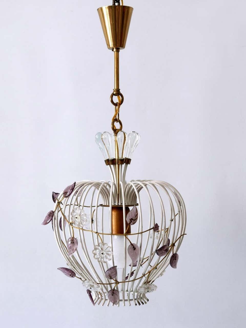 Lovely Mid Century Modern Birdcage Pendant Lamp Or Chandelier Germany 1950s photo for sale