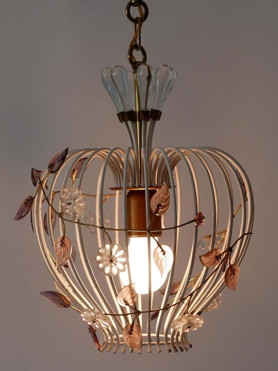 Lovely Mid Century Modern Birdcage Pendant Lamp Or Chandelier Germany 1950s photo vintage