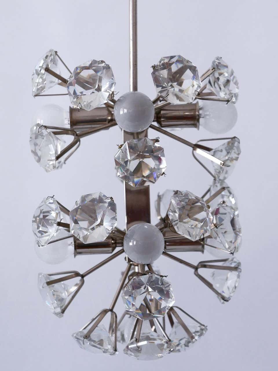 Exceptional Diamond Shaped Large Crystal Glass Chandelier By Bakalowits & Sons photo for sale