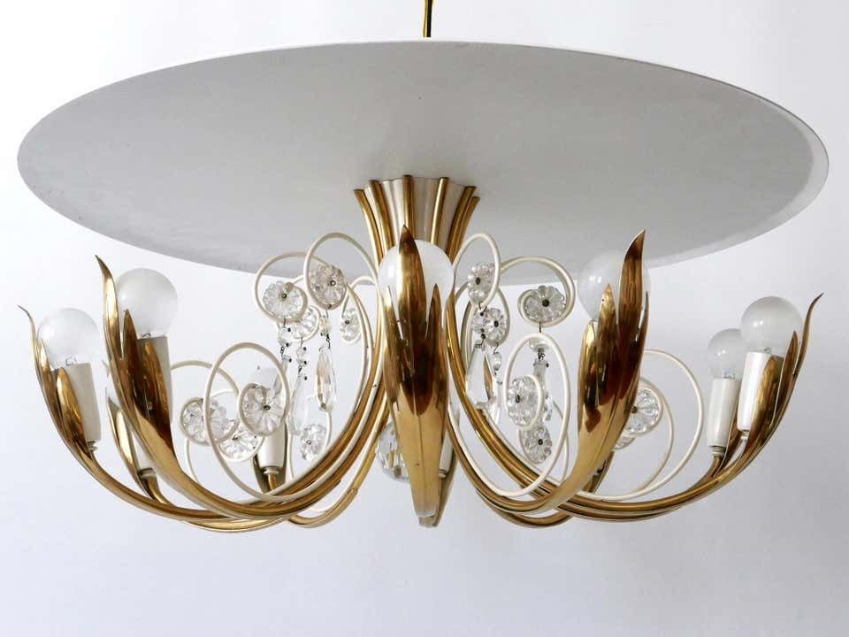 Elegant 10 Flamed Chandelier Or Ceiling Lamp By Vereinigte Werkstätten 1950s photo 4356.0