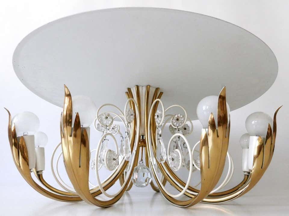 photo for sale Elegant 10 Flamed Chandelier Or Ceiling Lamp By Vereinigte Werkstätten 1950s