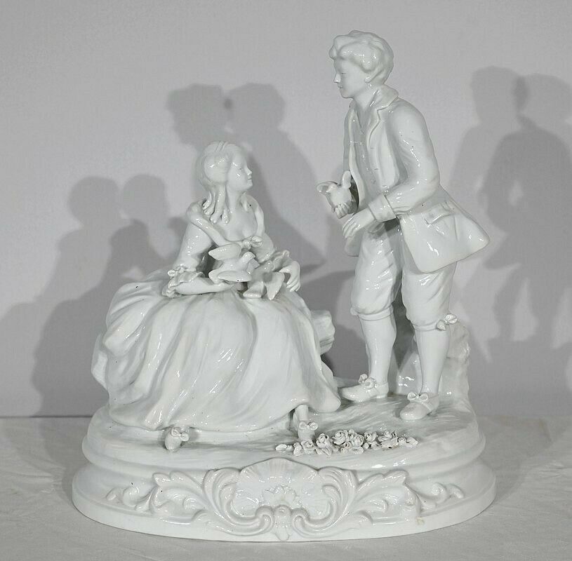 Earthenware "Couple Of Gallants", After F.Boucher, Sèvres   Late 19th Century