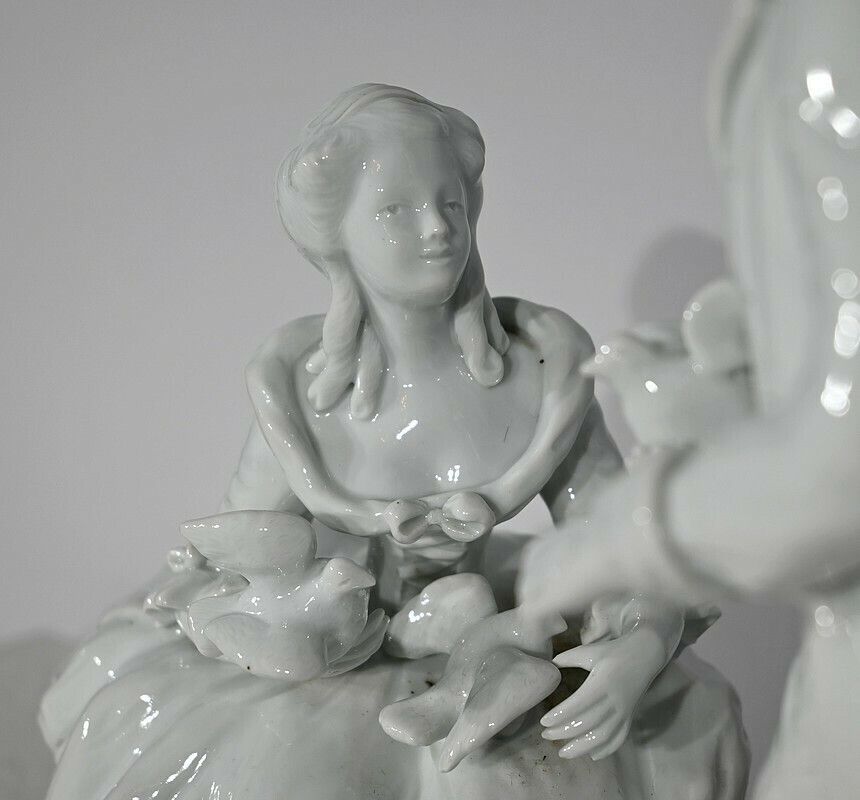 Home Decor Earthenware "Couple Of Gallants", After F.Boucher, Sèvres   Late 19th Century photo