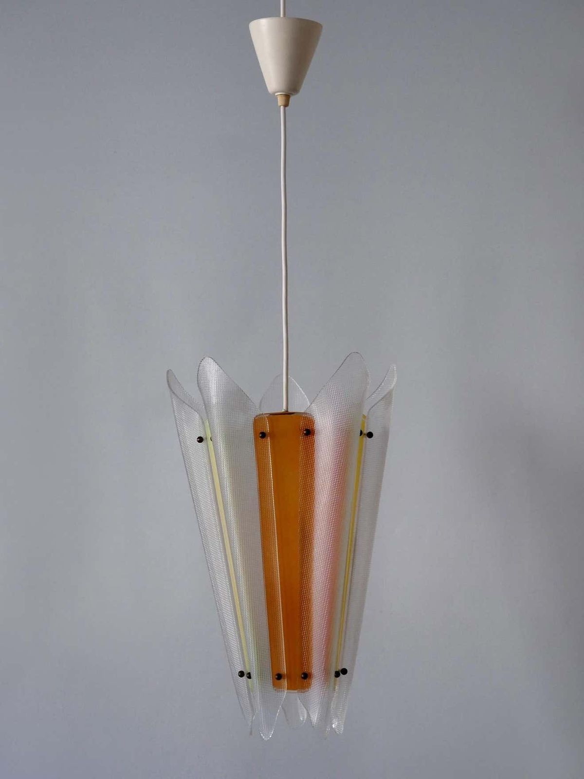 photo for sale Rare Mid Century Modern Multi Coloured Lucite Pendant Lamp Germany 1960s