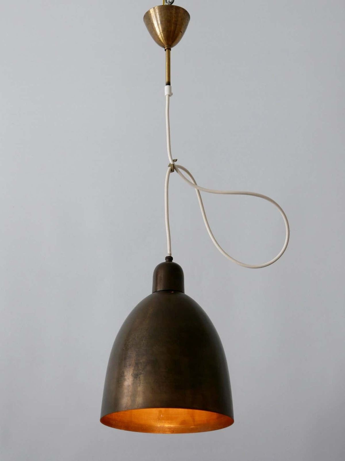 Rare & Elegant Mid Century Modern Brass Church Pendant Lamps Germany 1950s photo vinterior