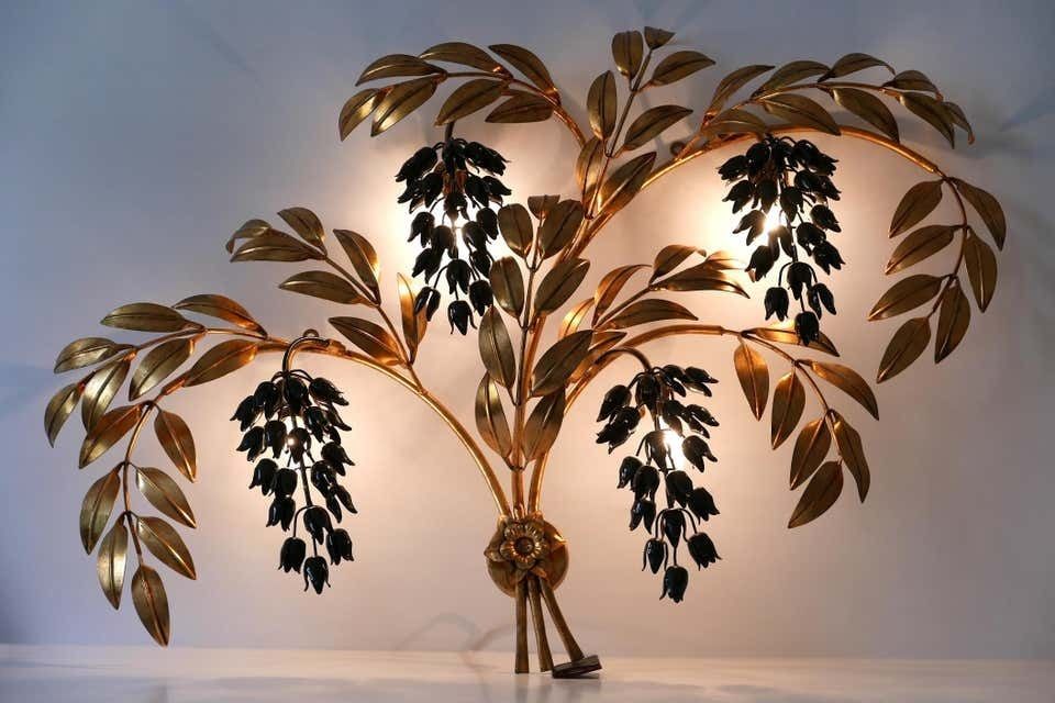 Huge Pioggia D''Oro Gilt Metal Wall Lamp Or Sconce By Hans Kögl, 1970s, Germany photo furniture