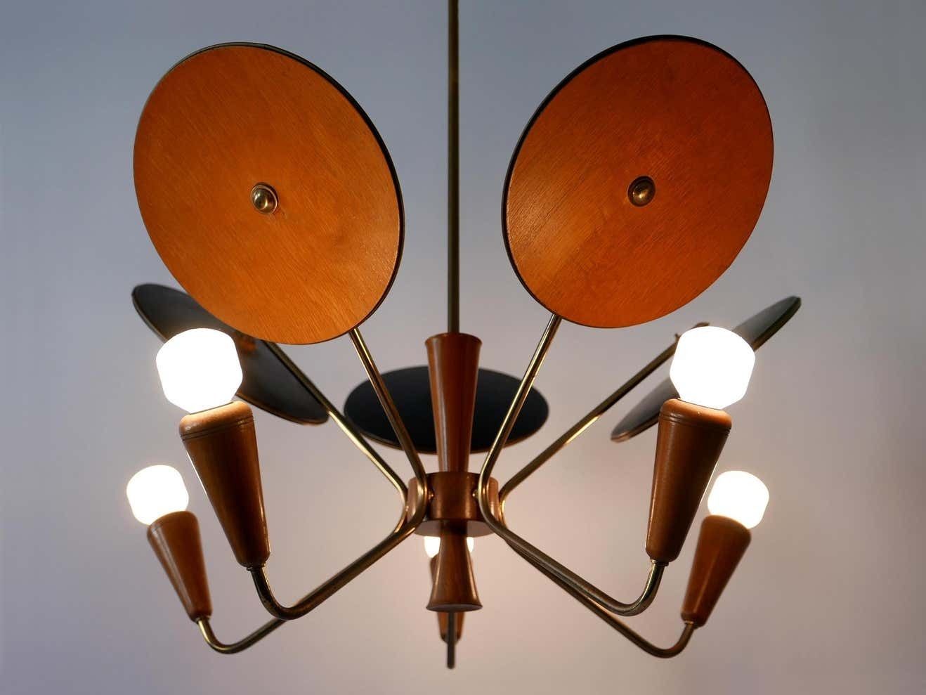 Exceptional Mid Century Modern Sputnik Pendant Lamp Or Chandelier Germany 1950s photo Lighting