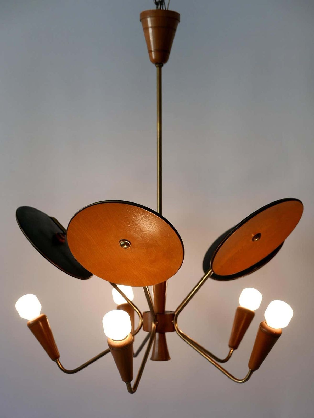 Exceptional Mid Century Modern Sputnik Pendant Lamp Or Chandelier Germany 1950s photo vintage