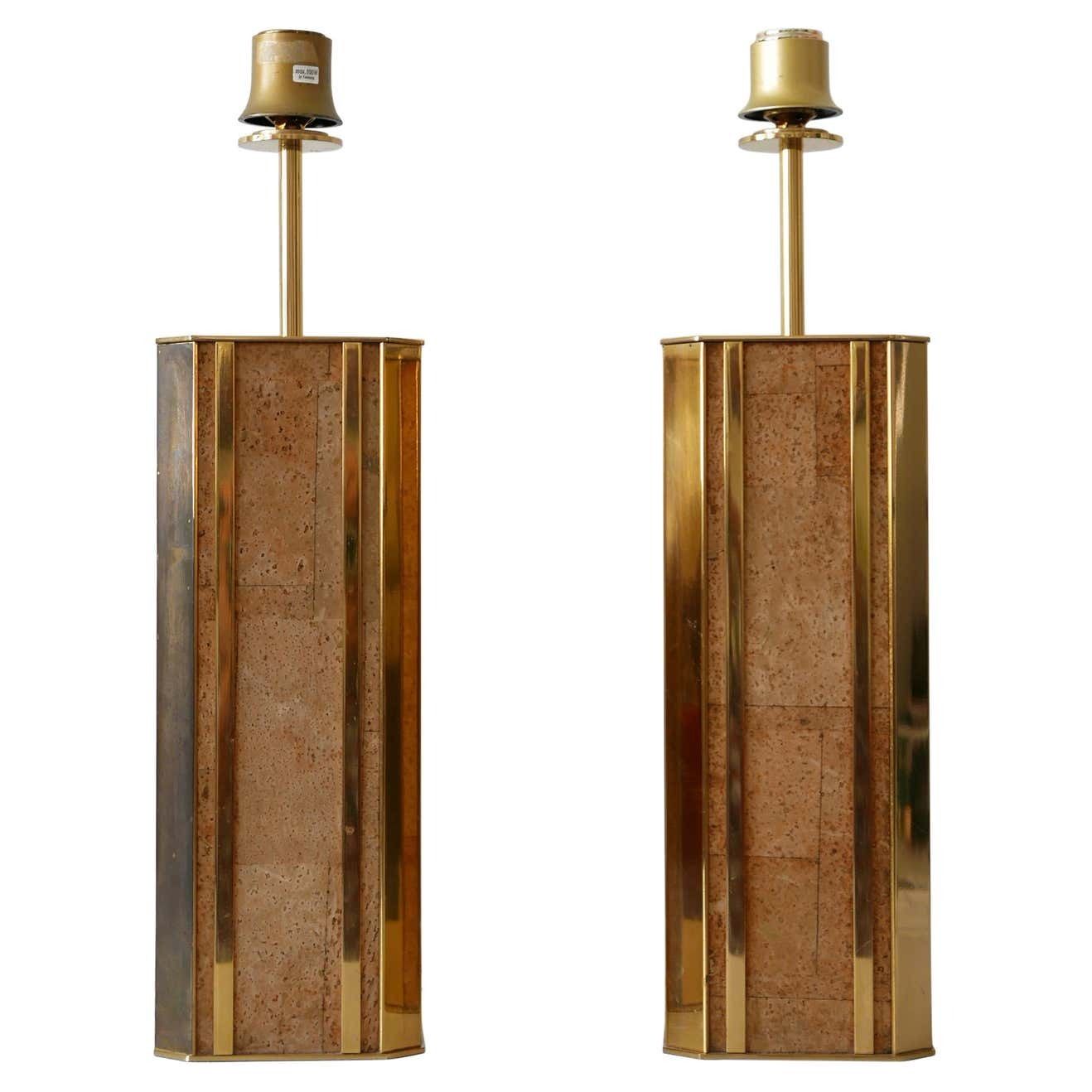Set Of Two Monumental Mid Century Table Lamps By Vereinigte Werkstätten Germany