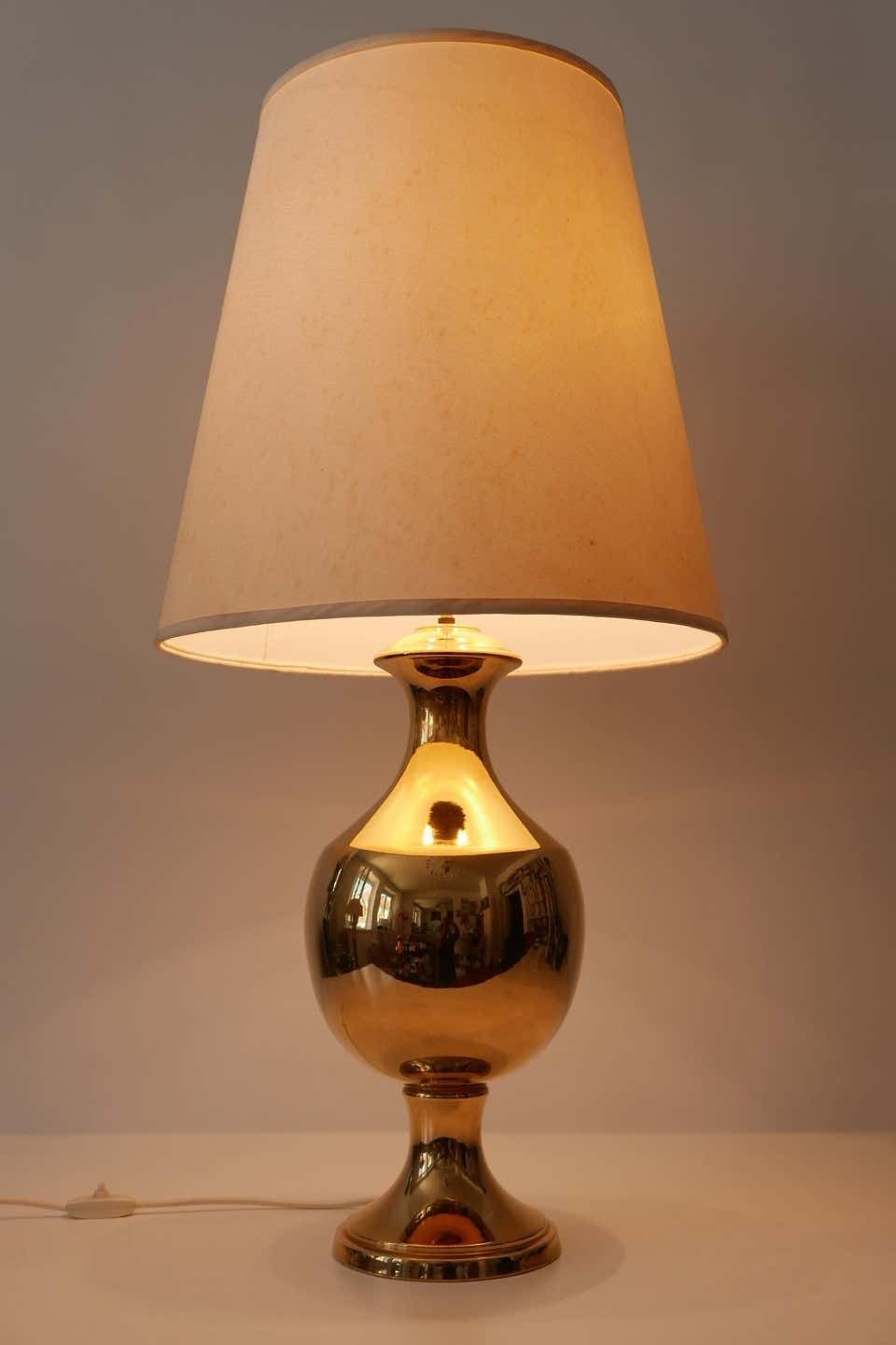 Set Of Two Huge Gold Glazed Ceramic Table Lamps By Behreno Firenze 1960s Italy photo Lighting