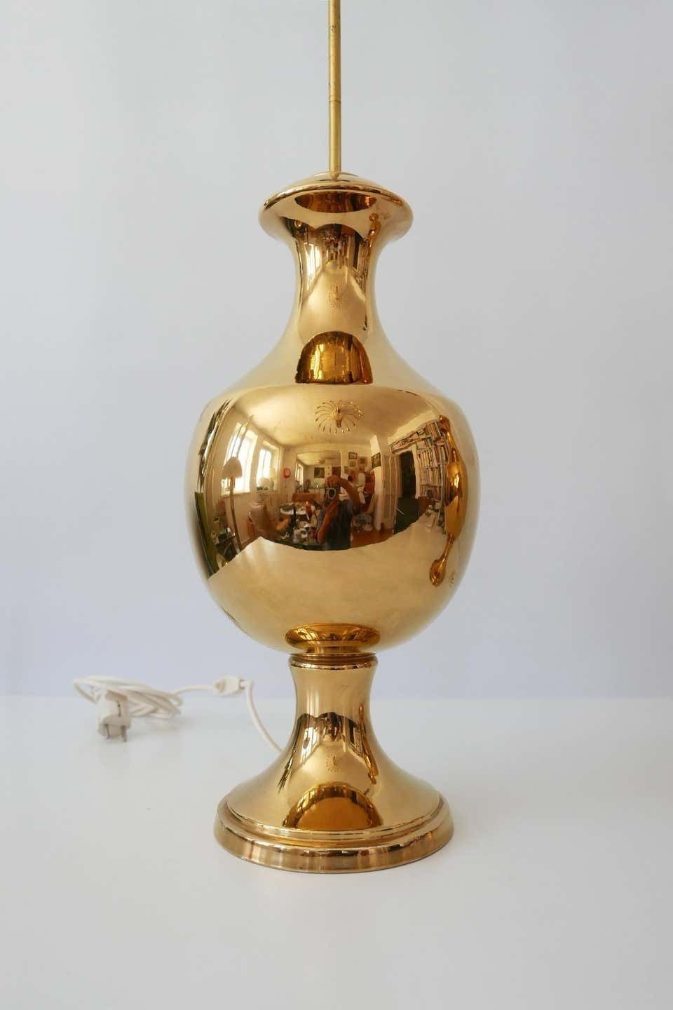 Set Of Two Huge Gold Glazed Ceramic Table Lamps By Behreno Firenze 1960s Italy photo vintage