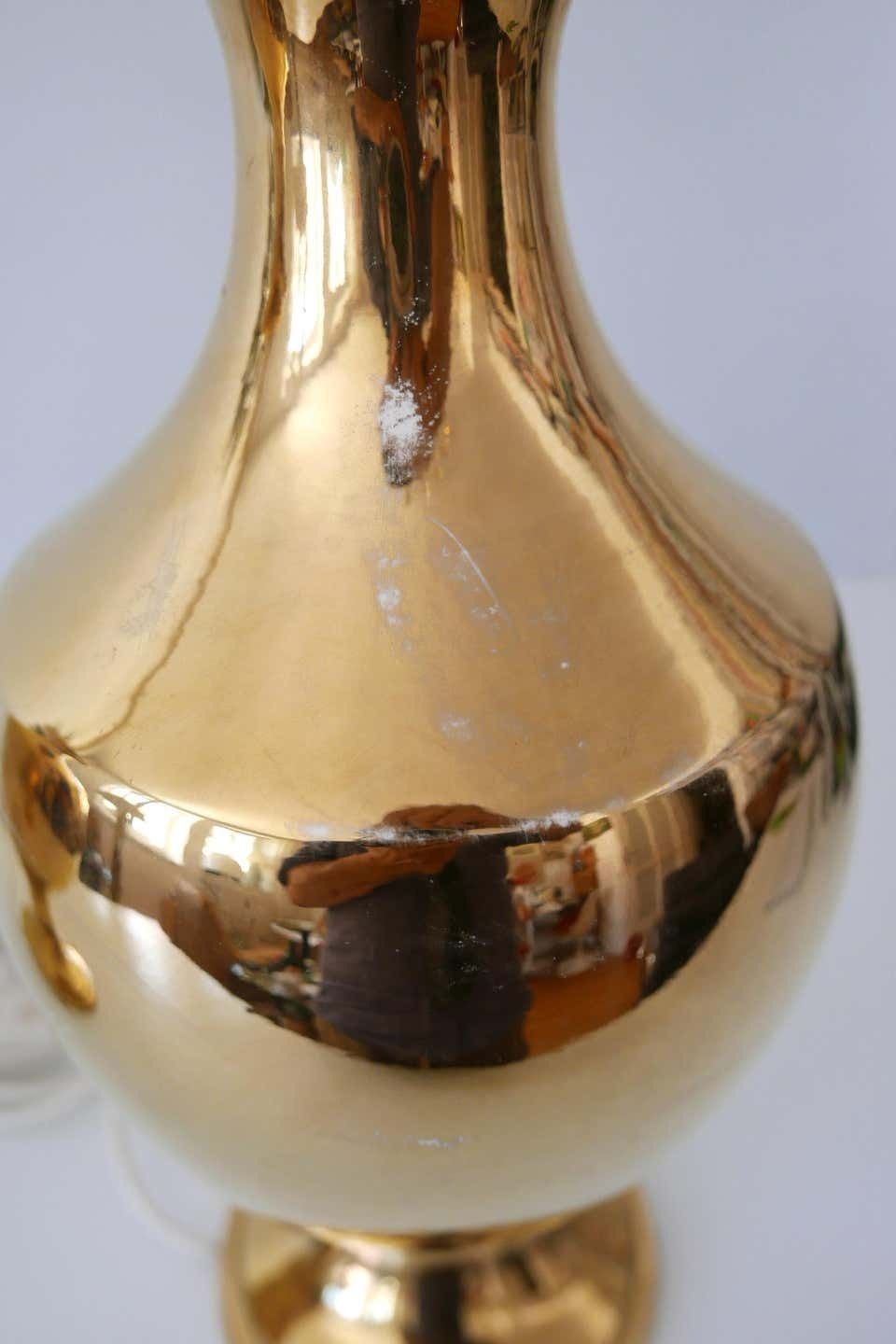 Lighting Set Of Two Huge Gold Glazed Ceramic Table Lamps By Behreno Firenze 1960s Italy photo