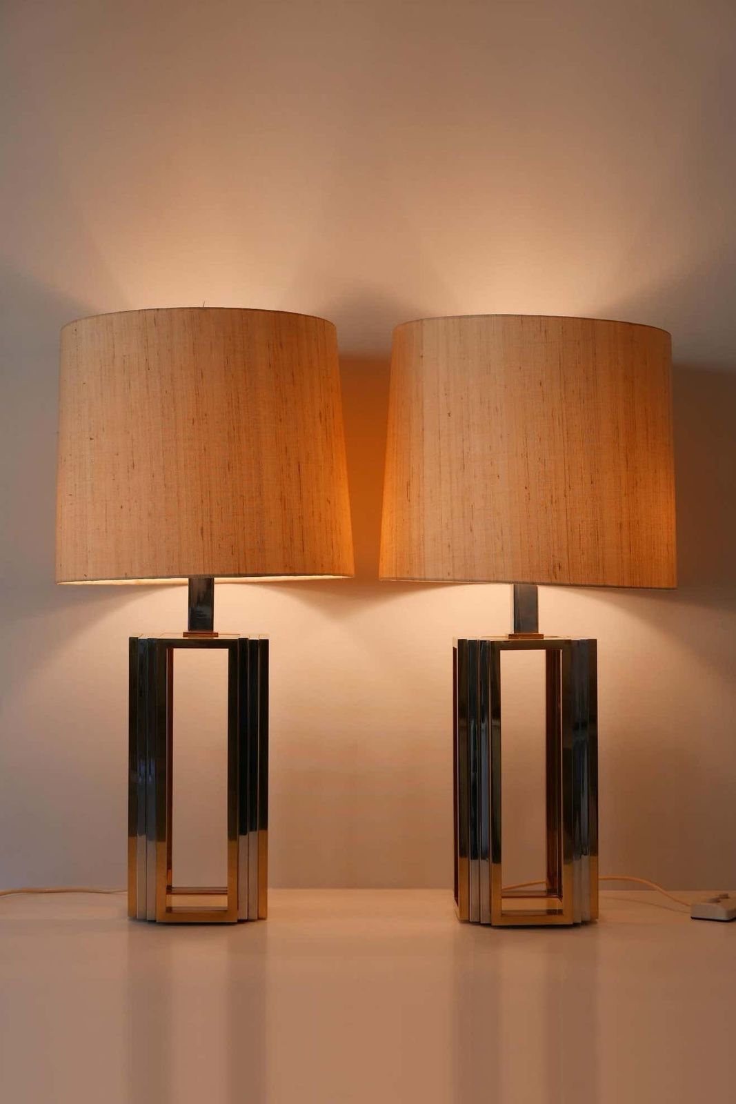 Set Of Two Monumental Bicolor Table Or Floor Lamps By Romeo Rega, 1970s, Italy photo for sale