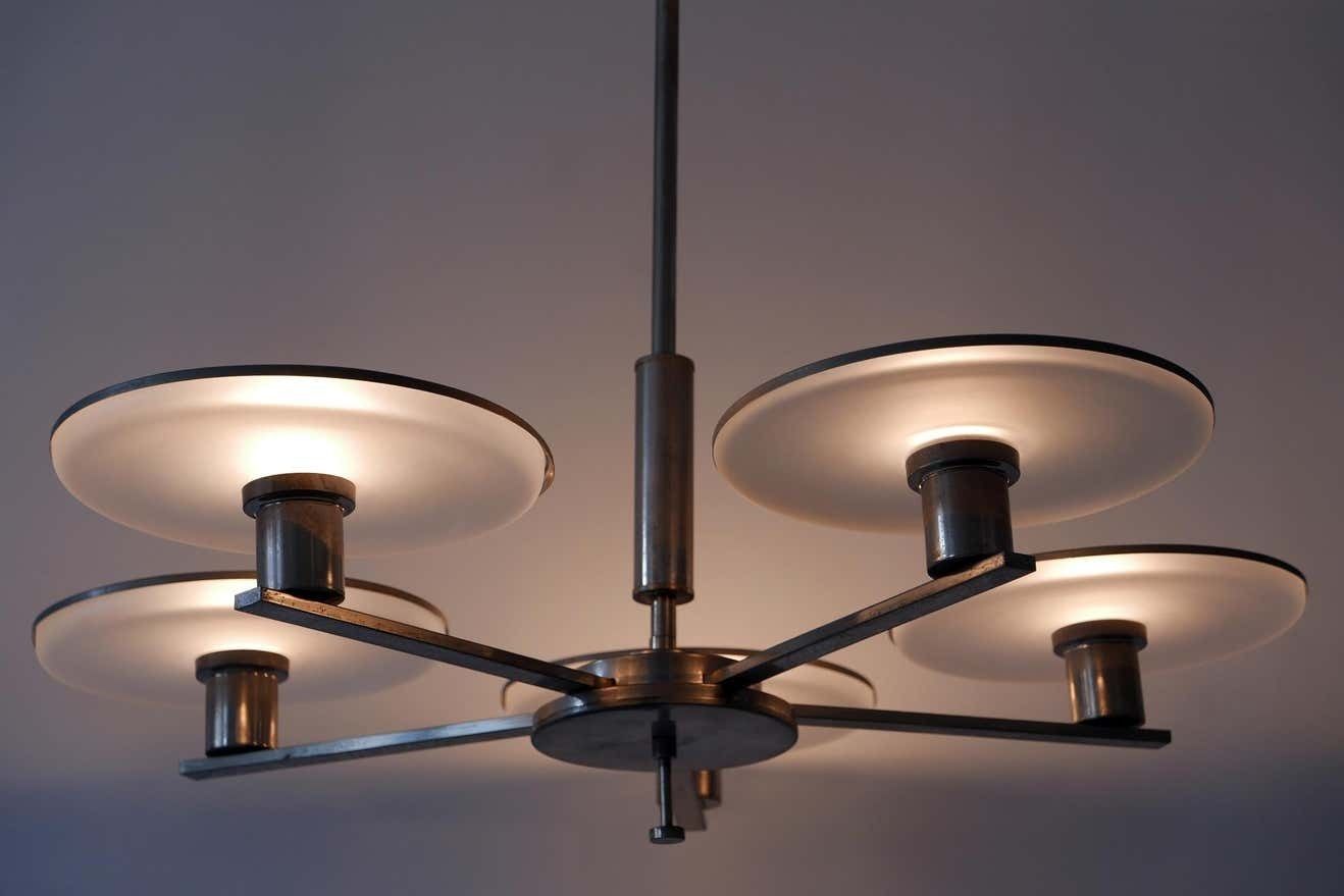 Lighting Exceptional Bauhaus / Art Deco Chandelier Or Pendant Lamp, 1930s, Germany photo