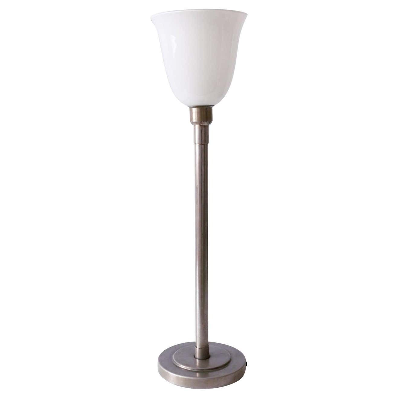 Elegant Art Deco Bauhaus Nickel Plated Brass Table Lamp Or Floor Light, 1930s