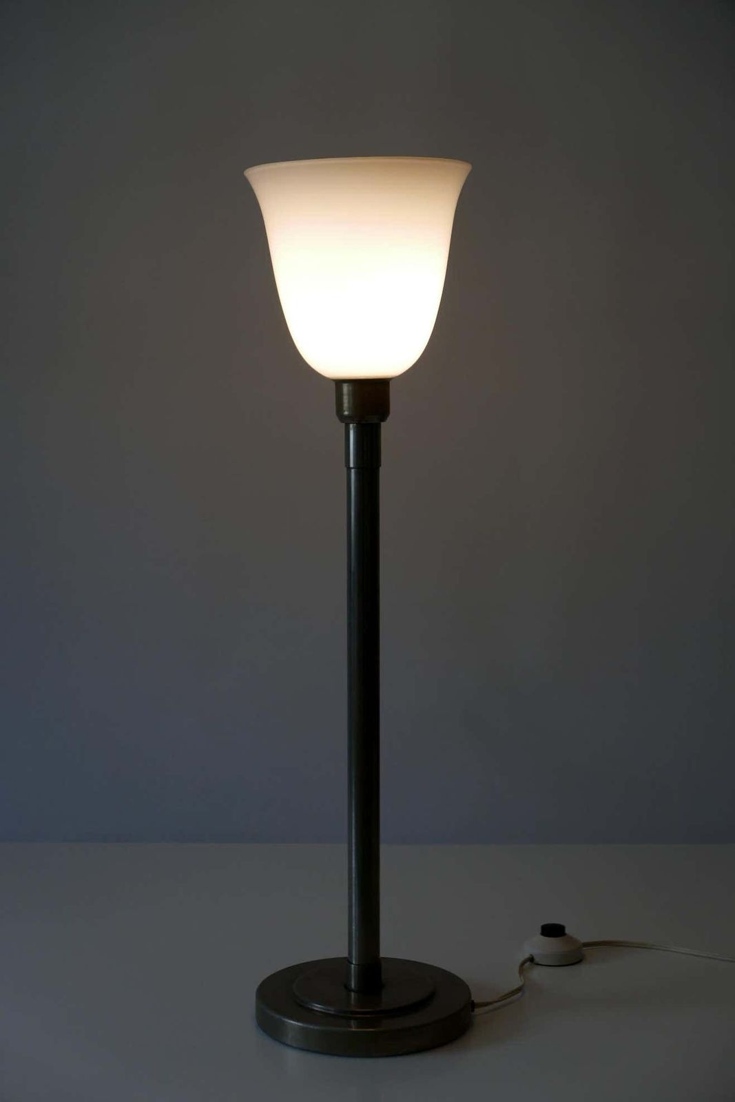 Elegant Art Deco Bauhaus Nickel Plated Brass Table Lamp Or Floor Light, 1930s photo for sale